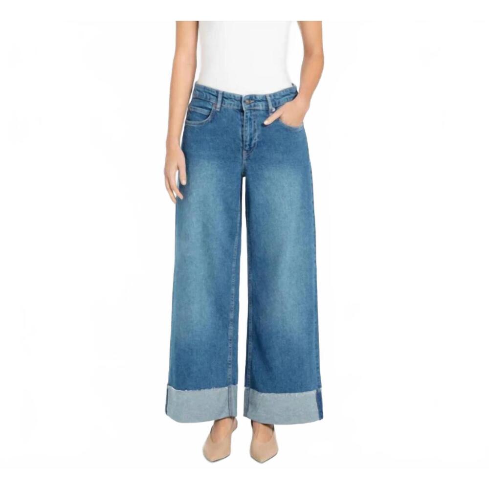 NEW MAC JEANS nevada super wide raw hem cuff jeans in night sky